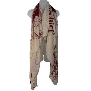 Bioworld Harry Potter Mischef Managed Cream Red Map Pattern Scarf Wrap Spells